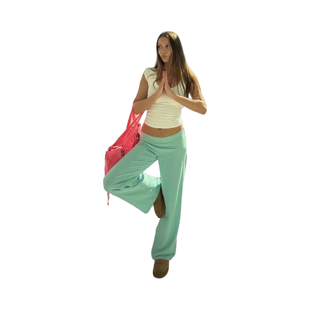 Subdued Waistband Palazzo Pants 'Aquamarine'