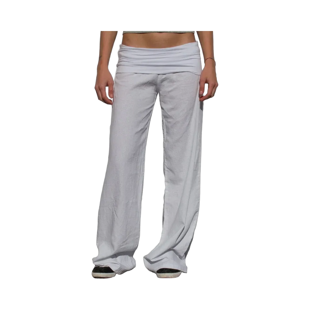 Subdued Waistband Palazzo Pants 'White'