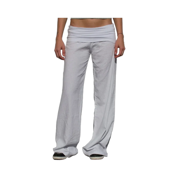 Subdued Waistband Palazzo Pants 'White'