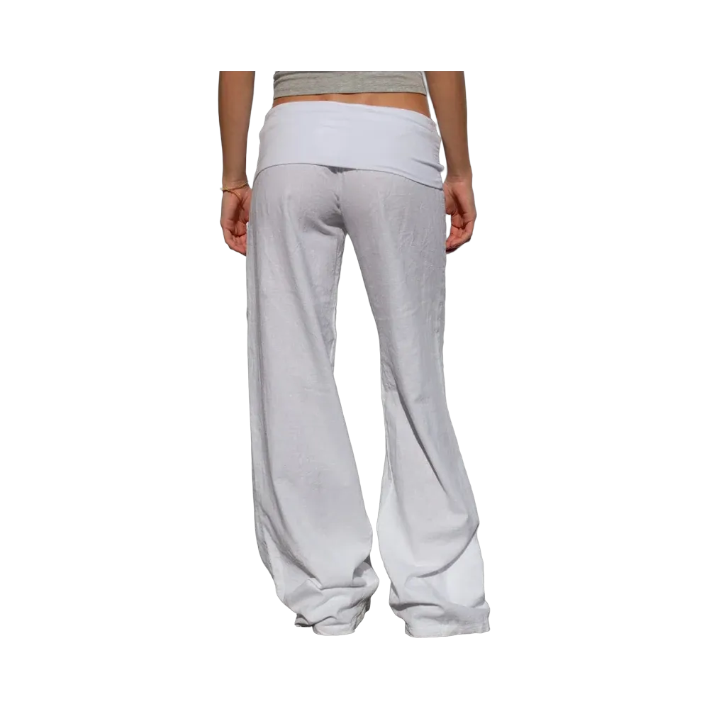 Subdued Waistband Palazzo Pants 'White'