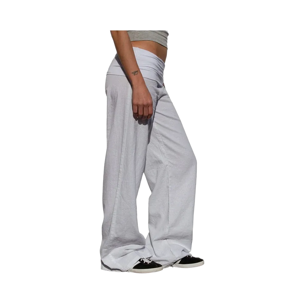 Subdued Waistband Palazzo Pants 'White'
