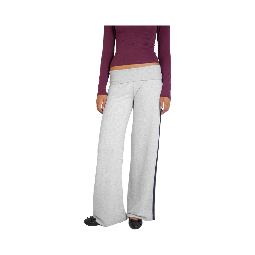 Subdued Wide-Leg Joggers With A Side Stripe 'Grey Blue'