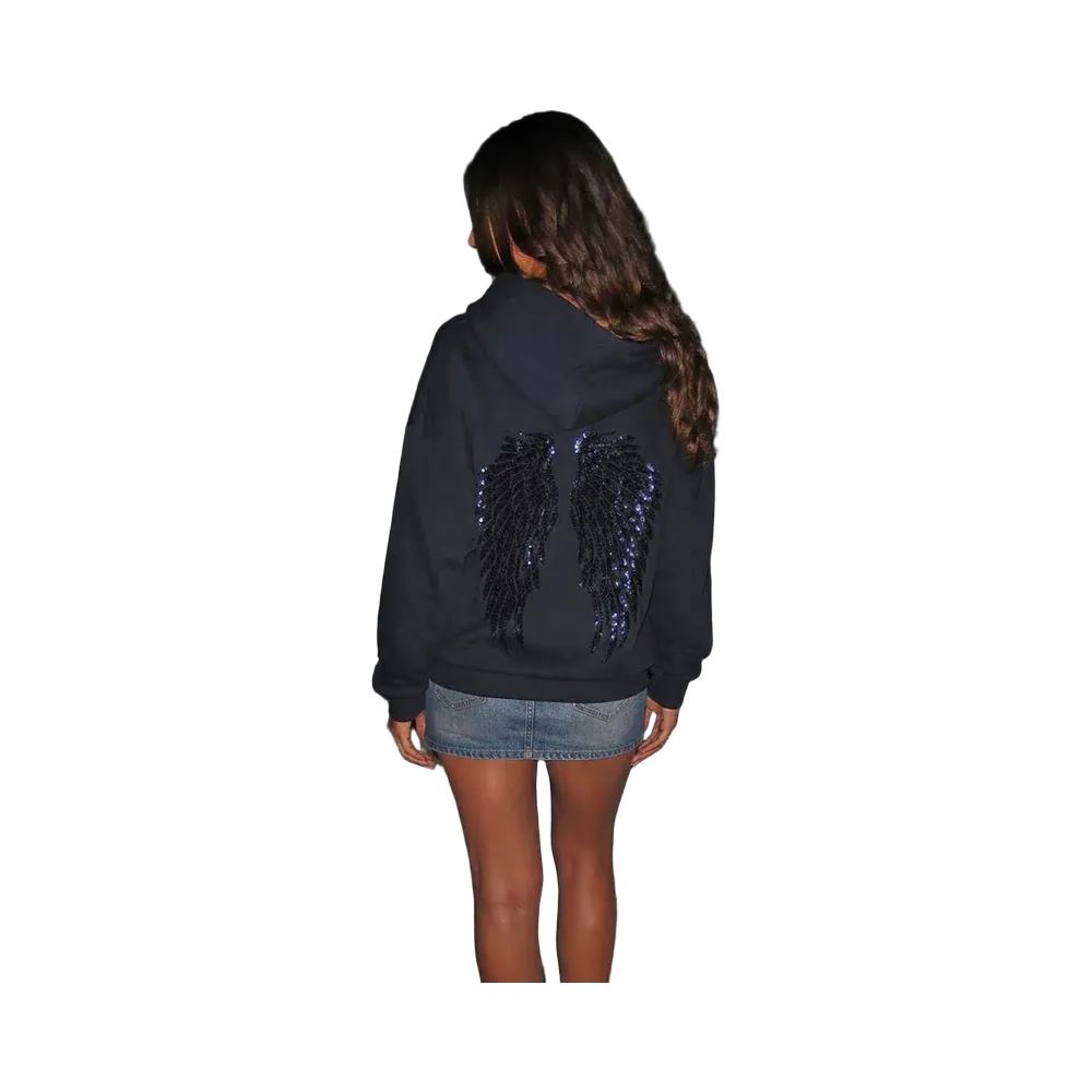 Subdued Wings Sequin Hoodie 'Blue'