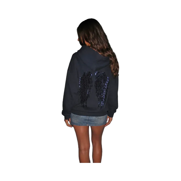 Subdued Wings Sequin Hoodie 'Blue'