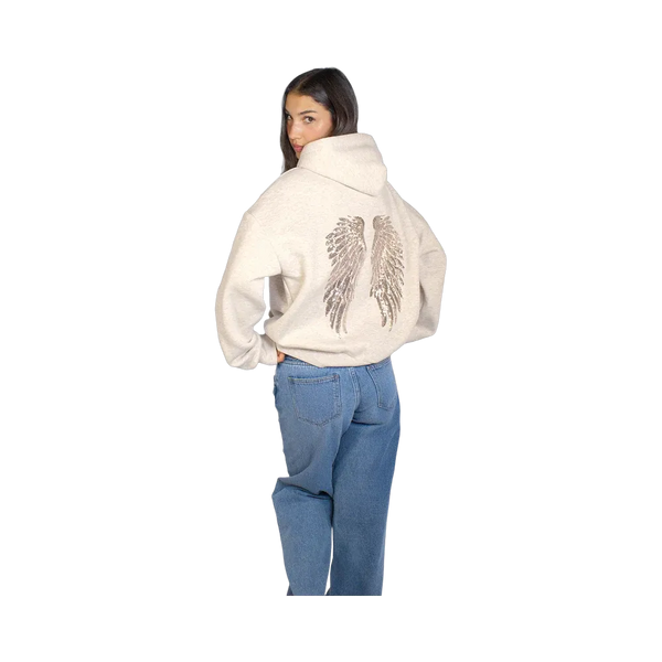 Subdued Wings Sequin Hoodie 'Cream'