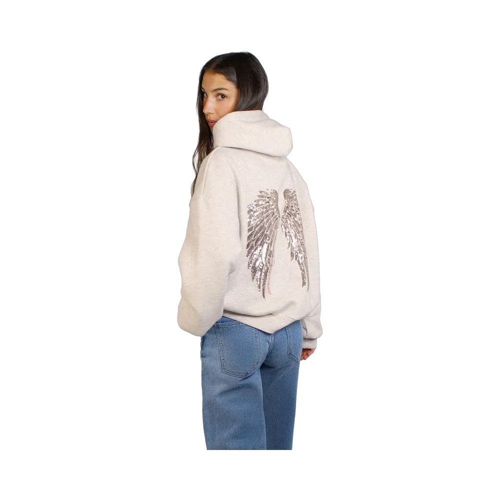 Subdued Wings Sequin Hoodie 'Cream'