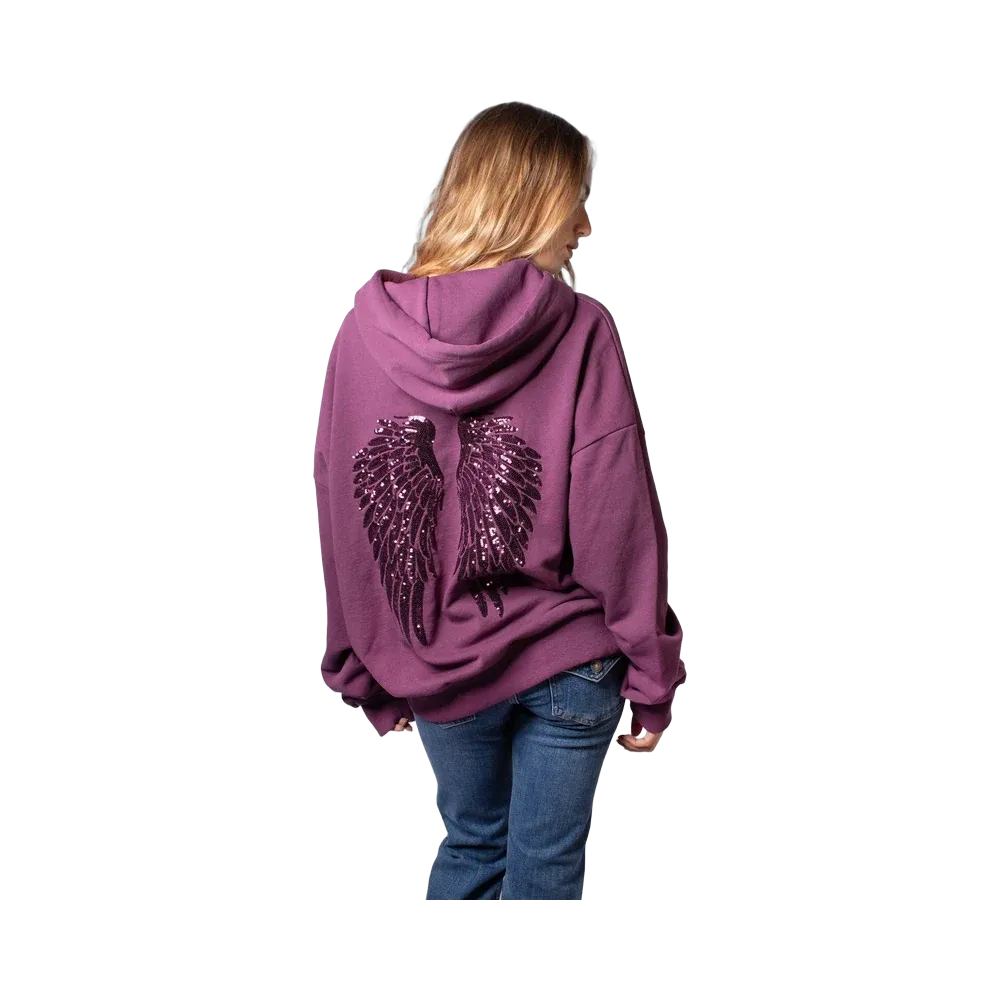 Subdued Wings Sequin Hoodie 'Plum'