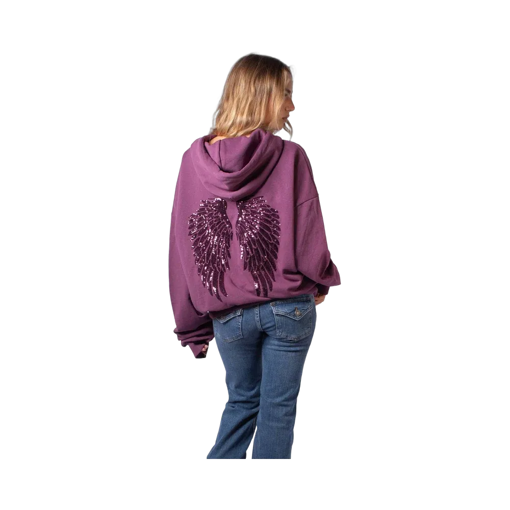 Subdued Wings Sequin Hoodie 'Plum'