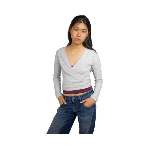 Subdued Wrap Cardigan 'Pearl Grey Melange'