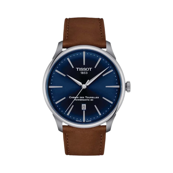 Tissot Chemin Des Tourelles Men Automatic Blue Dial Analog Leather Watch T1394071604100