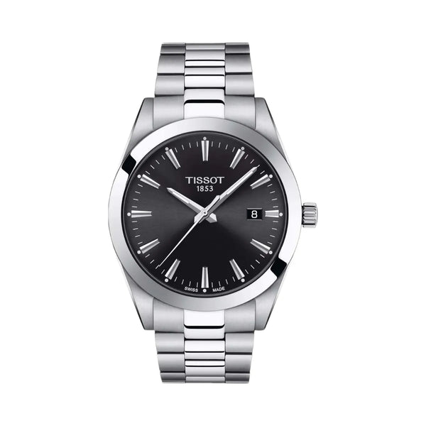 Tissot Gentleman Men Quartz Black Dial Analog Stainless Steel Watch T1274101105100