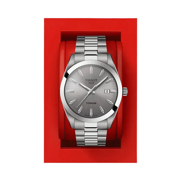 Tissot Gentleman Men Quartz Grey Dial Analog Titanium Watch T1274104408100