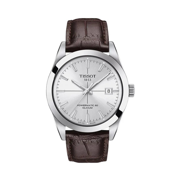 Tissot Gentleman Men Quartz Silver Dial Analog Leather Watch T1274071603101