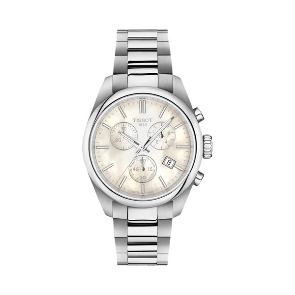 Tissot Pr100 Men Quartz Mother Of Pearl Dial Chronograph Stainless Steel Watch T1502171111100