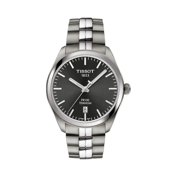 Tissot PR 100 Men Quartz Grey Dial Analog Stainless Steel Watch T1014104406100