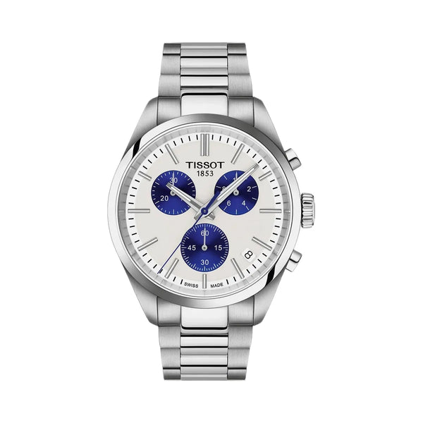 Tissot PR 100 Men Quartz White Dial Chronograph Stainless Steel Watch T1504171101100