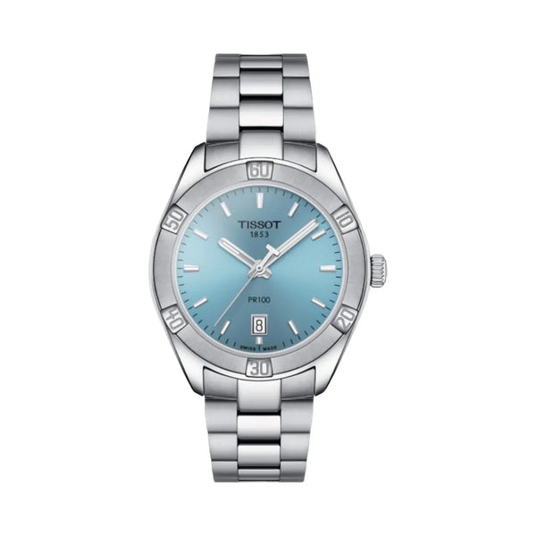 Tissot PR 100 Women Quartz Blue Dial Analog Stainless Steel Watch T1019101135100