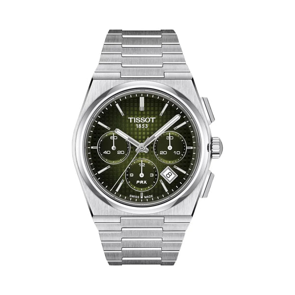 Tissot PRX Men Automatic Green Dial Chronograph Stainless Steel Watch T1374271109100