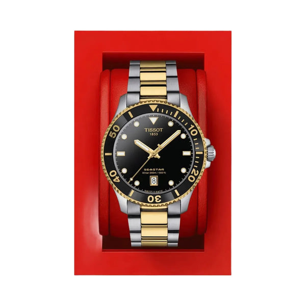 Tissot Seastar 1000 Men Quartz Black Dial Analog Stainless Steel Watch T1204102205100