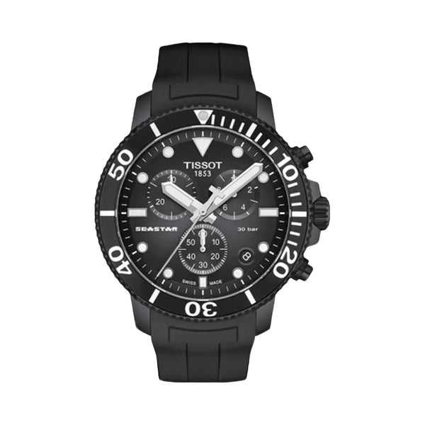 Tissot Seastar 1000 Men Quartz Black Dial Chronograph Silicone Watch T1204173705102
