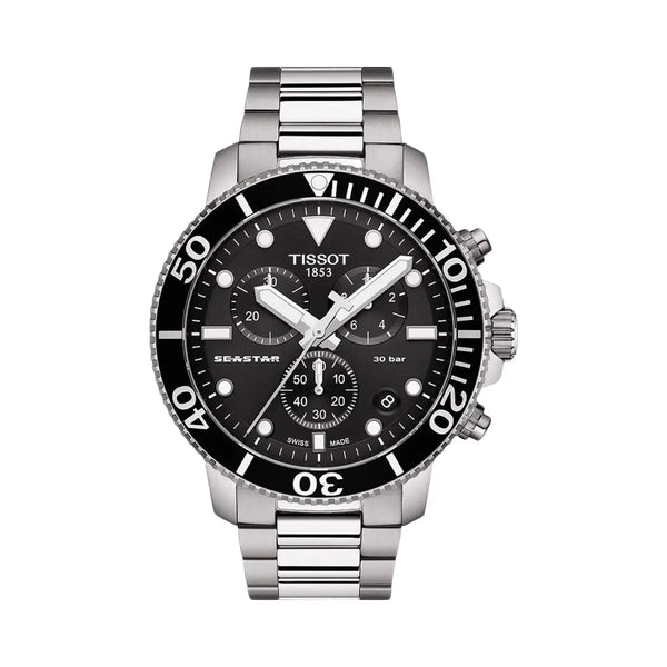 Tissot Seastar 1000 Men Quartz Black Dial Chronograph Stainless Steel Watch T1204171105100