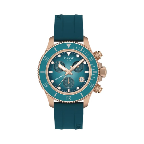 Tissot Seastar 1000 Unisex Quartz Turquoise Dial Chronograph Silicone Watch T1202173704100