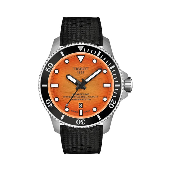 Tissot Seastar 2000 Men Automatic Orange Dial Analog Rubber Watch T1209071728100