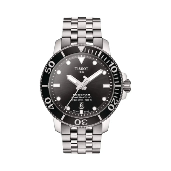 Tissot Seastar Men Automatic Black Dial Analog Stainless Steel Watch T1204071105100