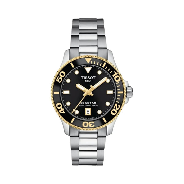 Tissot Seastar Unisex Quartz Black Dial Analog Stainless Steel Watch T1202102105100