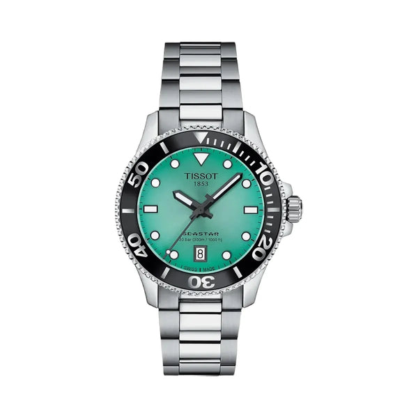 Tissot Seastar Women Quartz Green Dial Stainless Steel Watch T1202101109100