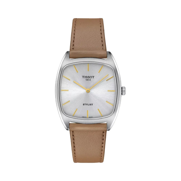 Tissot Stylist Unisex Quartz Silver Dial Analog Leather Watch T1599091603100