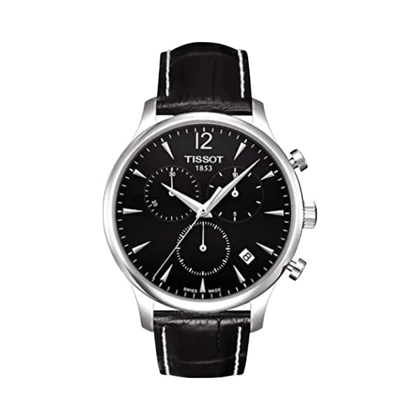Tissot Tradition Men Quartz Black Dial Chronograph Leather Watch T0636171605700