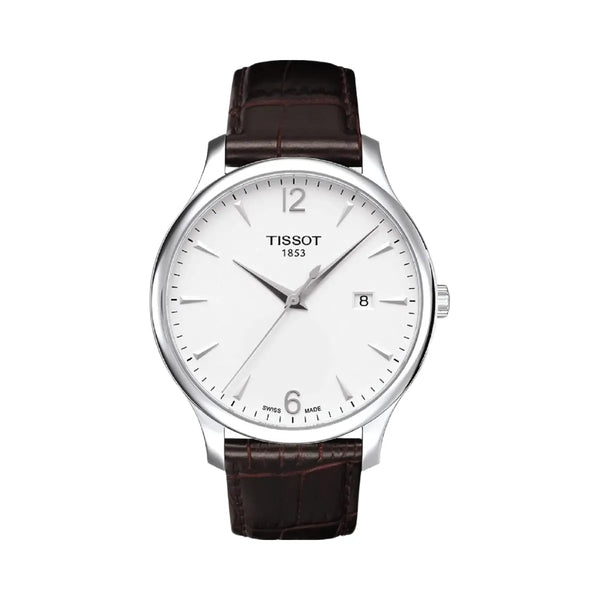 Tissot Tradition Men Quartz Silver Dial Analog Leather Watch T0636101603700