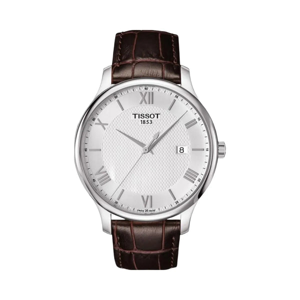 Tissot Tradition Men Quartz Silver Dial Analog Leather Watch T0636101603800