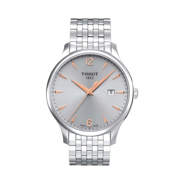 Tissot Tradition Men Quartz Silver Dial Analog Stainless Steel Watch T0636101103701