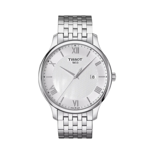 Tissot Tradition Men Quartz Silver Dial Analog Stainless Steel Watch T0636101103800