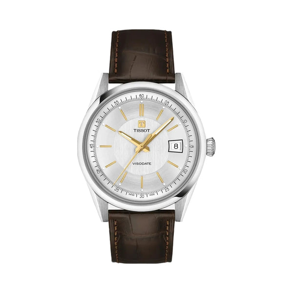 Tissot Visodate Unisex Automatic Silver Dial Analog Leather Watch T1574071603100