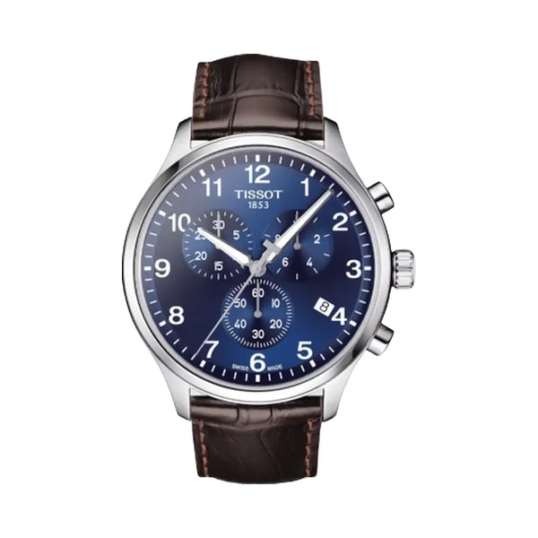 Tissot XL Men Quartz Blue Dial Chronograph Leather Watch T1166171604700