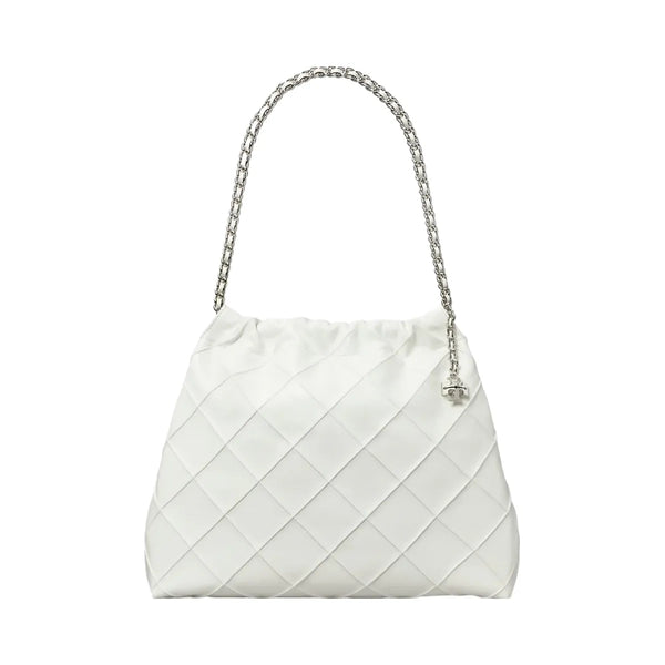 Tory Burch Fleming Soft Distressed Hobo Bag Blanc