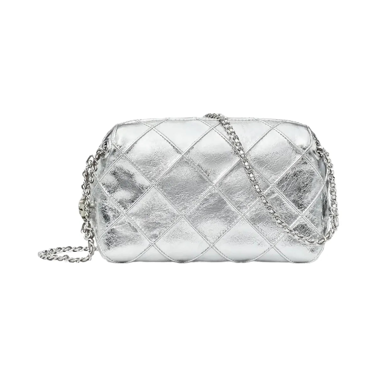 Tory Burch Fleming Soft Metallic Crossbody Bag Silver