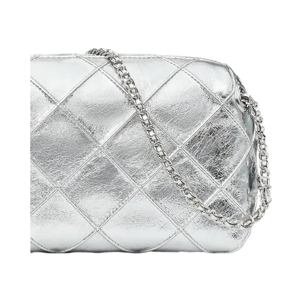 Tory Burch Fleming Soft Metallic Crossbody Bag Silver