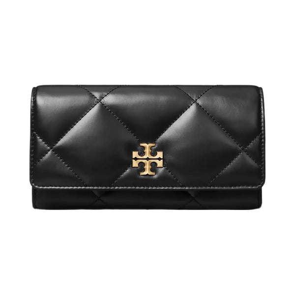 Tory Burch Kira Diamond Quilt Flap Wallet Black
