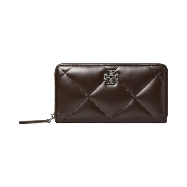 Tory Burch Kira Diamond Quilt Pav Zip Continental Wallet Cocoa