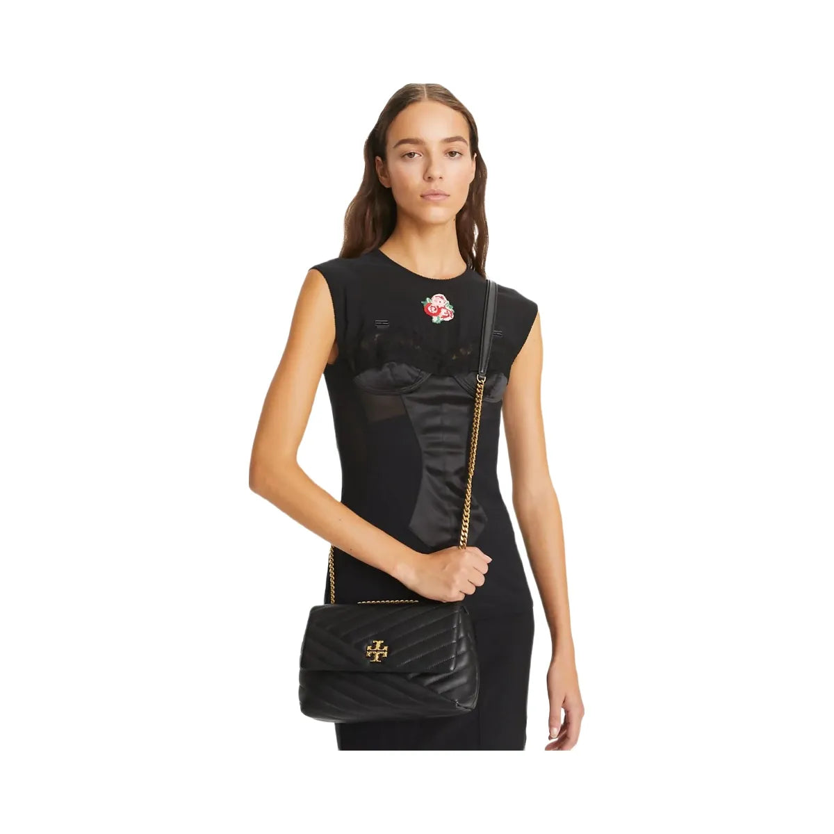 Tory Burch Small Kira Chevron Shoulder Bag Black