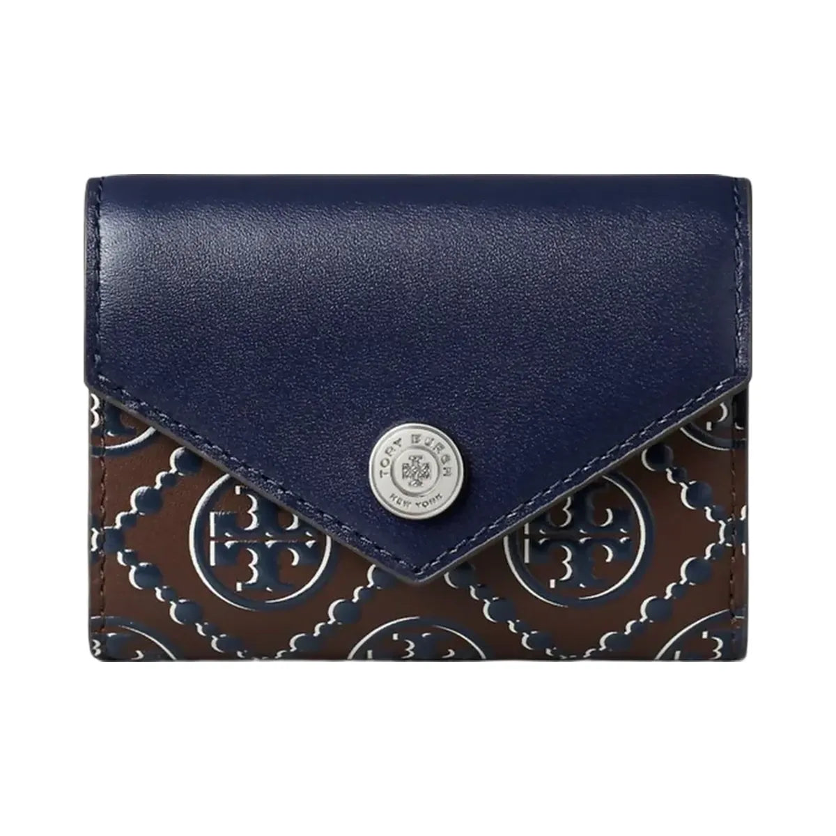 Tory Burch T Monogram Contrast Embossed Small Envelope Wallet Tory Navy / John Coco