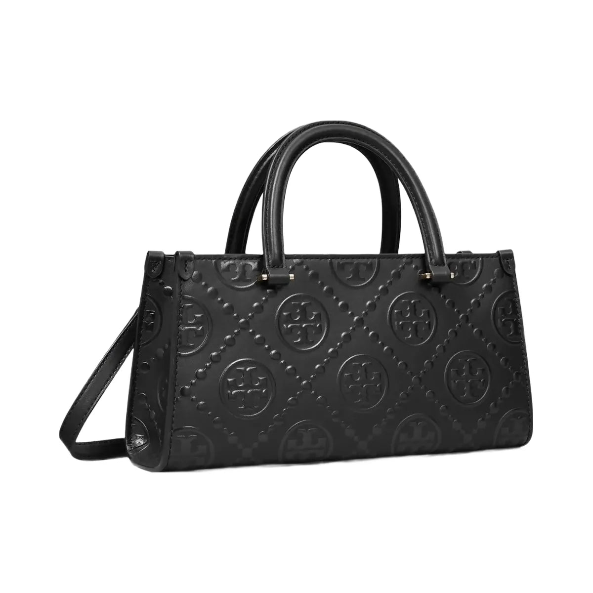 Tory Burch T Monogram Embossed Small East-West Tote Black