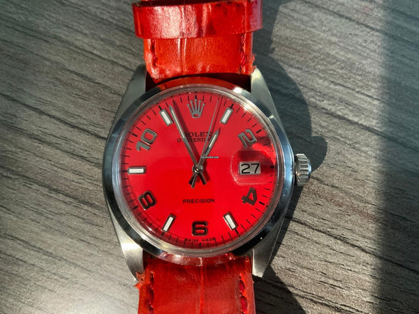 Rolex Rolex | Oysterdate Precision | 6494 | Steel | 34 x 42 mm | Leather | Red | Manual winding